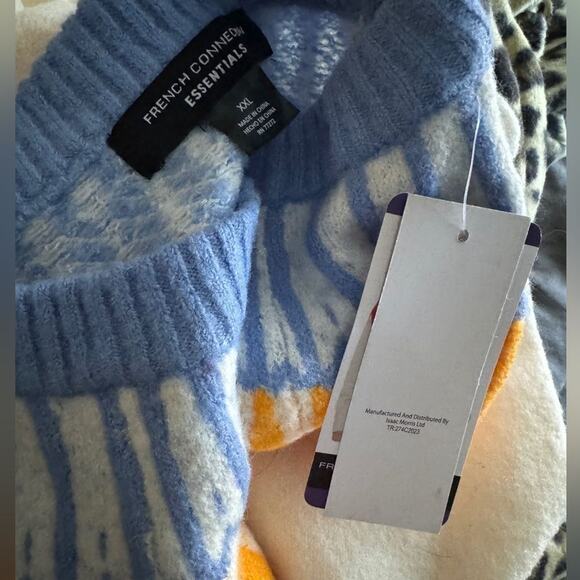 FRENCH CONNECTION Fair Isle Sweater in Ivory / Multi Size XXL Brand New MSRP $88 - Picture 8 of 8